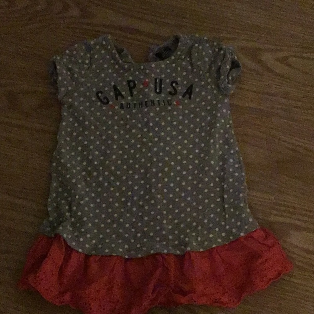 GAP USA Polka Dot Dress with Red Ruffle